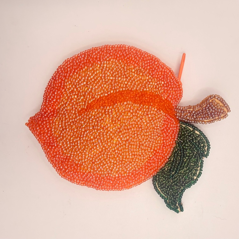 Vintage Women's Inge Christopher Beaded Peach Coin Purse